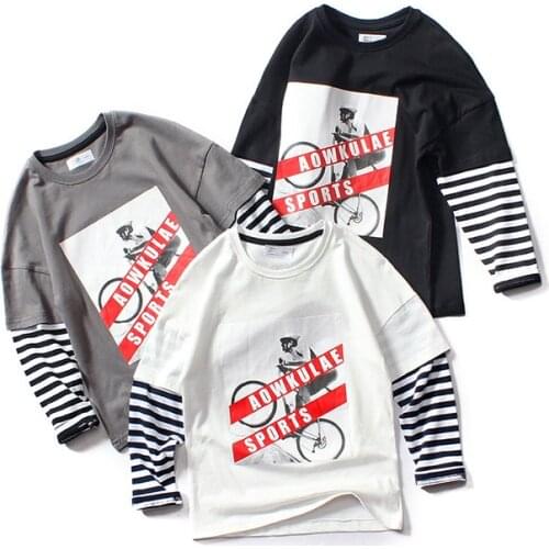 IENENS Kids Boys T-shirt Clothes Clothing Children Boy O-neck Sweatshirts T-shirt Cotton Long Sleeve Tees Tops