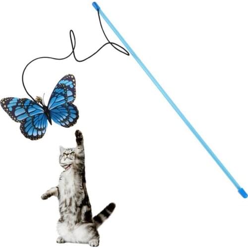 1PCS Pet Teaser Toy Colorful Butterfly Bell Funny Fake Fur Cat Teaser Toy Cat Teaser Wand Interactive Toys Pet Exerciser Stick