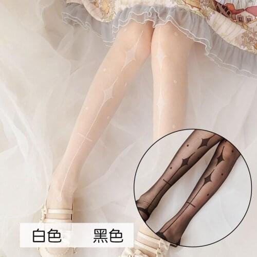 Clown Office Series Girls Lolita Stockings Thin Lolita Over Knee Socks Womens Spring Summer Thigh Socks Cosplay White Black