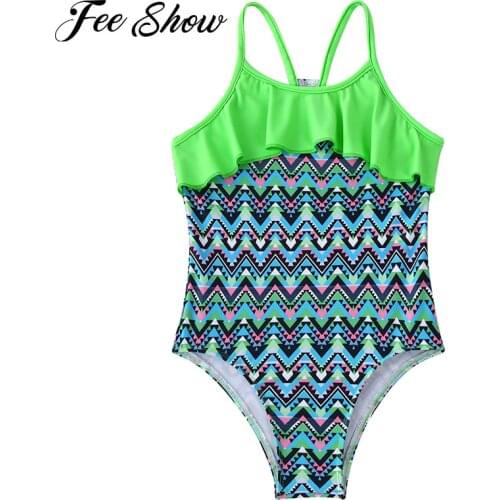 Toddler Kids One-piece Swimming Swimsuits Bathing Suit Straps Ruffle Trim Jumpsuit Bodysuit Girls Summer Beach Swimming Swimwear