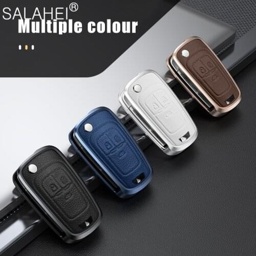 Aluminum Alloy Leather Car Key Case Fold Cover For Buick Chevrolet Cruze Opel Vauxhall Insignia Astra J Zafira C Mokka Encore