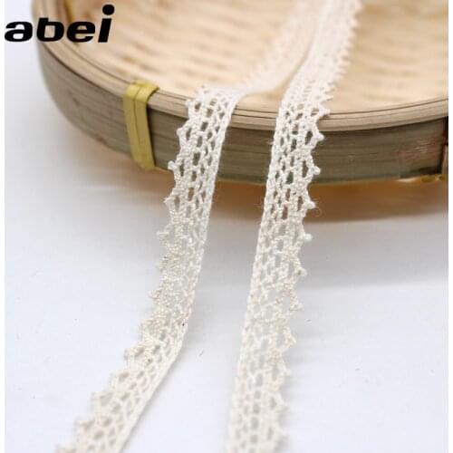 10yards/lot 1cm Beige Cotton Lace Ribbon DIY Handmade Lace Trims Garment Accessories Scrapbooking Decoration