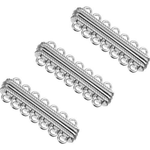 10pcs/lot 33x14mm Rhodium Color 7 Rows Magnetic Hook Clasps Connectors with Loops for Necklace Bracelet Jewelry Making