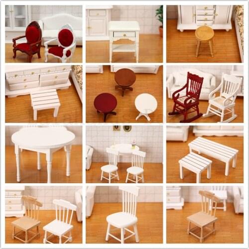 Dollhouse Mini Small Stool Chair Furniture Model Toys for Doll House Decoration 1:12 Dollhouse Miniature Accessories