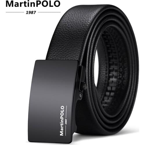 MartinPOLO Leather Mens Belts Automatic Buckle Fashion Belts for Men Business Popular Male Brand Black Belts Luxury MP01701P