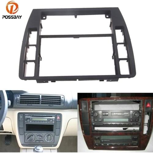 POSSBAY ABS Fiber Car Console Frame Stickers For Volkswagen Passat B5 2001-2005 Center Control Panel AC CD Covers Car Styling