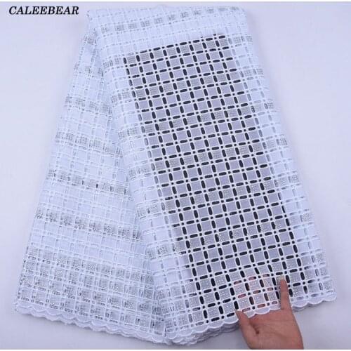 2020 Latest Cotton African Lace Fabric With Stones Pure White Soft Swiss Voile Lace In Switzerland For Man Dress Materials S1977