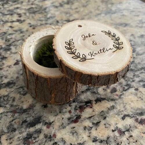 Personalized Rustic Wedding Wood Ring Box Engagement Ring Box Wooden Jewelry Box Ring Holder Wedding Decor