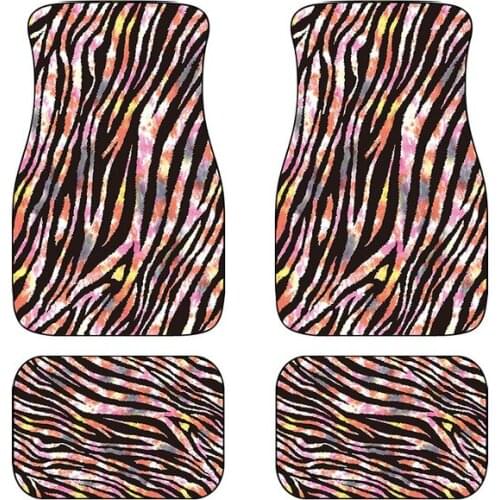 Tie Dye Style Car Floor Mat Full Set, Auto Front Rear Carpets 4 Pieces Car Truck SUV Heavy Duty All Weather Protection Carpet