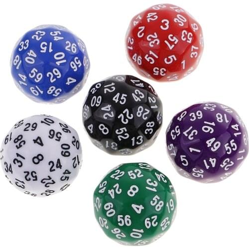 6 Pcs 60 Sided Dice D60 Polyhedral Dice for D&D RPG Board Game for Fun Family Housework Dice Game Family Kids Pub Club