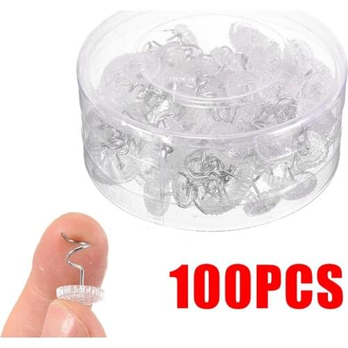 100pcs Clear Heads Twist Pins Fixed Fastener for Upholstery Blankets Chair Sofa Decorate Repaired Loose Drapery Pins