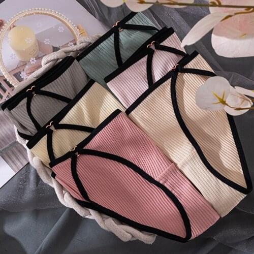 Roseheart Women Fashion Pink Green Cotton low Waist Panties Seamless Underwear Lingerie Bow Briefs M L XL Plus Size Underpants