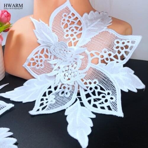 10PCS High Quality 3D Lace White Corsage shoulder flower DIY Handwork wedding dress decoration Water soluble embroidery lace