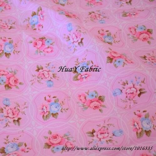 160cm Pink Victoria Rose Big Floral cotton fabric Coutry Rose textile cloth for sewing bedding set patchwork