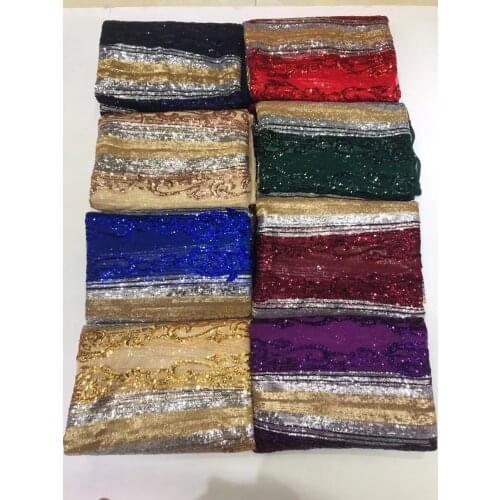 2021 Fanshion High Quality Squinse Net French Tulle Lace Fabrics Embroidery Materials 5 yards For Party Wedding Lady Dress