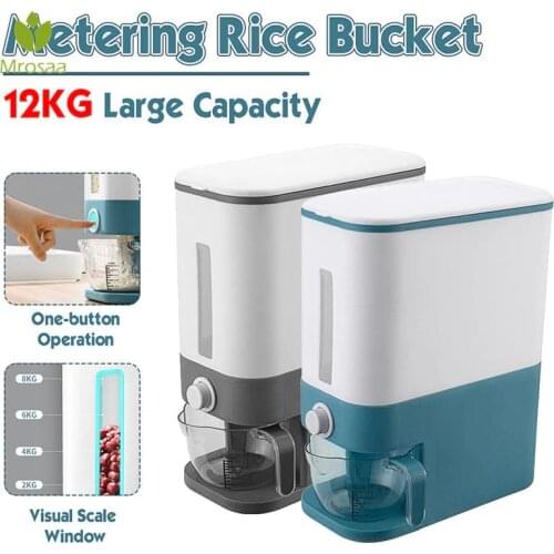 Automatic Plastic Cereal Dispenser Storage Box Measuring Cup Kitchen Food Tank Rice Container Organizer Grain Storage Cans