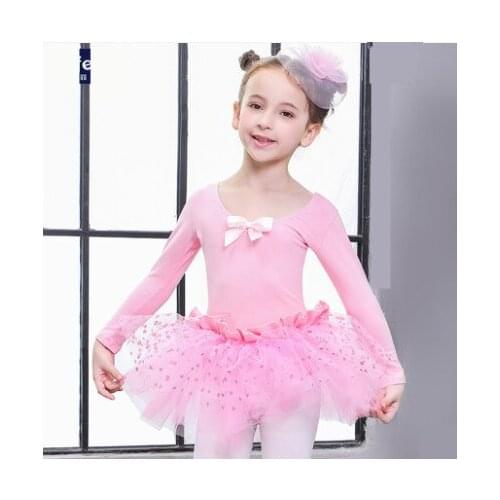 Girls Ballet Tutu Dress Kids Gymnastics Tulle Skirted Leotards Pink Black Ballet Costumes With Dot Tutus