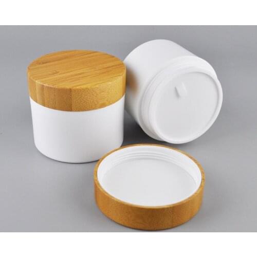 Skin care cream bath salt containers 30ml 50ml 100ml 150ml 250ml pp white plastic cosmetic cream jar for bamboo lids engraving