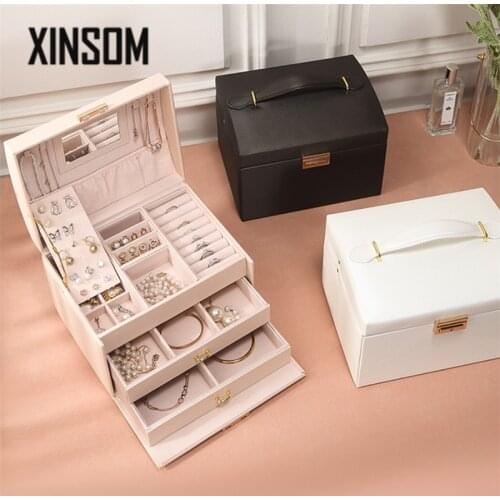 XINSOM Multilayer Jewelry Box Casket Necklace Earrings Rings Bracelets Jewelry Organizer Packaging Display Portable Travel Case