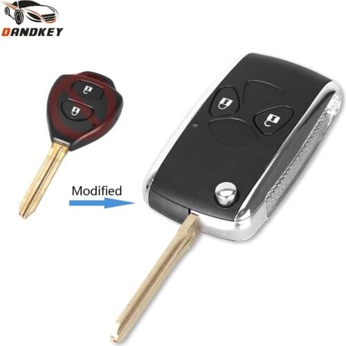 Dandkey 5X For Toyota Car For Toyota Corolla RAV4 Yaris Toy43 Blade Switchblade Key 2 Button Remote Car Key Shell Case key shell