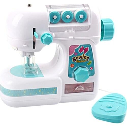 Childrens sewing kit two-speed portable sewing machine for beginners with light childrens household blue sewing kit