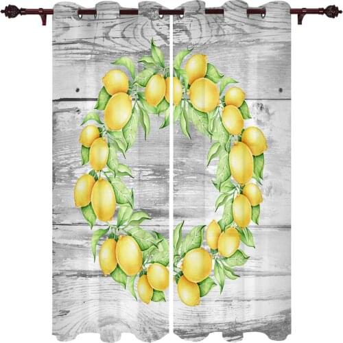 Farmhouse Vintage Wood Grain Lemon Window Curtains kids bedroom decor Curtain Home Decor Kitchen Decor Curtain Panels