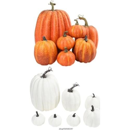 FreeShip 7pcs Artificial Pumpkins Assorted Fake Simulation Pumpkin for Halloween Thanksgiving Party Home Decoration 21wholesales