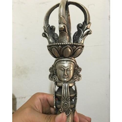 Chinese Buddhist Supplies Silver Brass Bronze Buddha Bell Alarm bell Ghanta