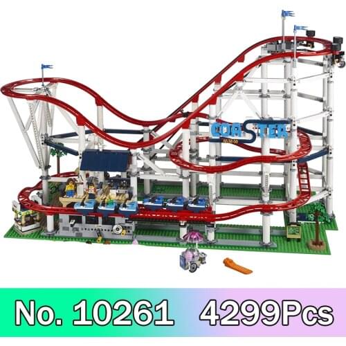 Creator Streetview Building Blocks Roller Coaster Park Compatible 10261 With Motor Light For Kids 4299PCS Bricks Christmas Gifts