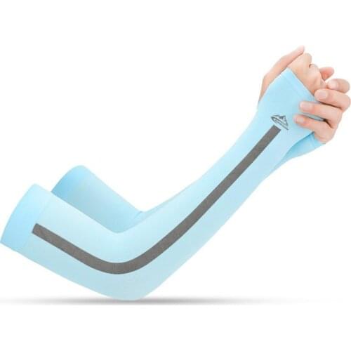 1pair Summer Ice Silk Sunscreen Sleeve Breathable Quick-drying Gloves For Outdoor Riding Fishing