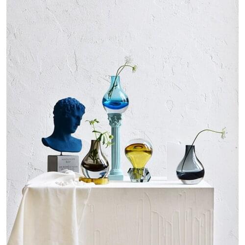 Fashion Minimalist Home Decorations Creative Placement Stained Transparent Glass Small Round Vase Nordic Digital Flower Vase
