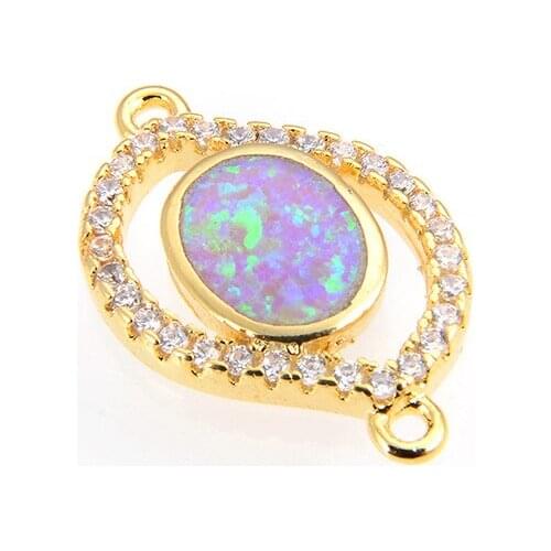 Fashion DIY Handmade Micro Pave Crystal Color Opal Accessories Couple Necklace Bracelet Connector Accessories