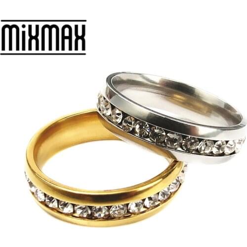 Mixmax 10pc rings for women gold and silver wedding stainless steel couple men ring set luxury anillos mujer wholesale lots bulk