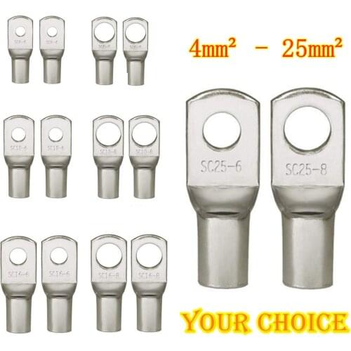 100/50/25/10PCS 4-25mm Assortment Tinned Copper Lugs Ring Crimp Terminals Battery Wire Welding Cable Connectors Kit