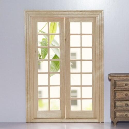 Natural Wood Exterior Door 28 Panel For 1/12 Dollhouse Miniature Accessory