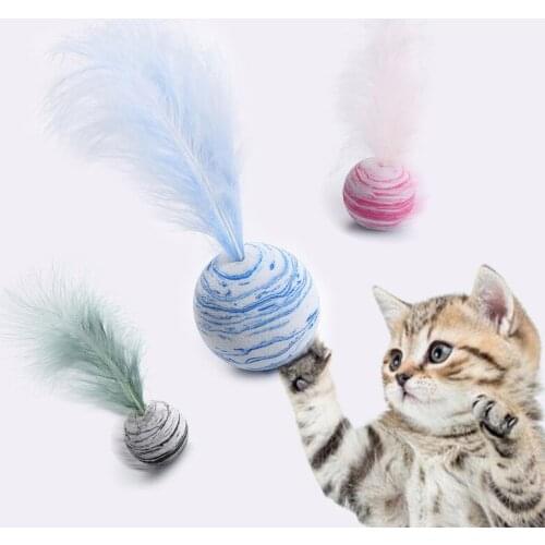 Delicate Cat Toy Star Balls Plus Feather High Quality EVA Material Light Foam Ball Throwing Interactive Funny Plush Toy Supplies