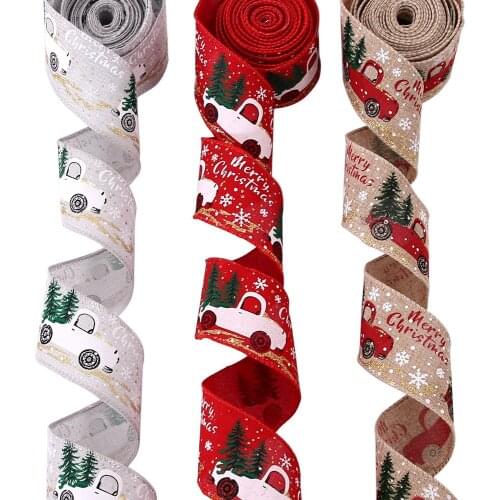 6M New Christmas Tree Decorations Ribbon Printing Christmas Decoration Party Festival Arrangement Colorful Crafts Accessories