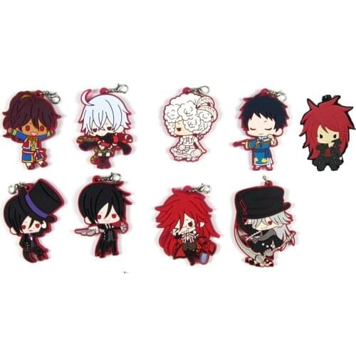 2018 New Arrival Original Japanese anime figure Black Butler Silicone sweet smell key chain Anime rubber