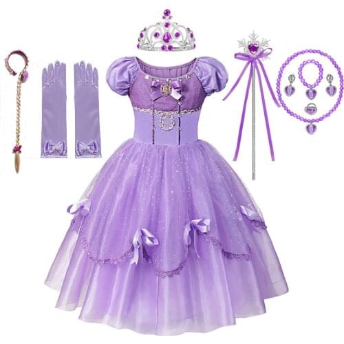 Disney Girls Princess Sofia The First Ball Gown Childrens Day Make up Party Halloween Cosplay Costume Christmas Party Dress