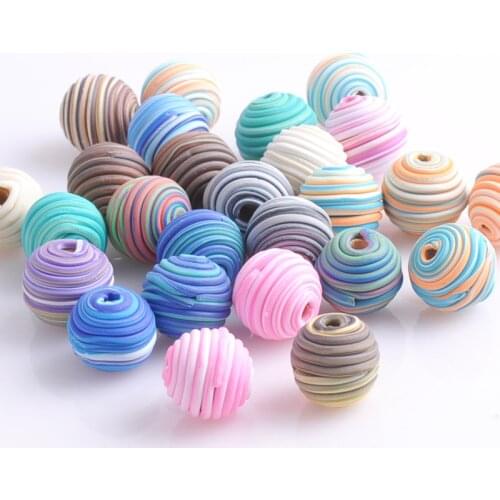 14mm 15pcs Mixed Pattern Flat round Polymer Clay Spacer beads For jewelry making YKL0306X