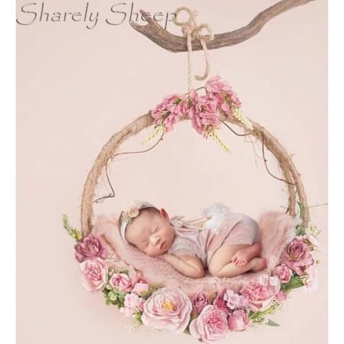 Newborn Photography Props Flower Hanging Basket Baby Girl Photo Shoot Studio Posing Simulate Flower Bed Prop bebe foto Shooting