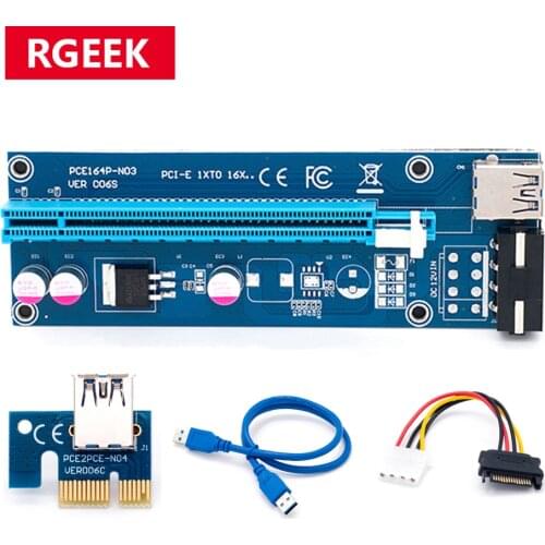 Wholesale USB 3.0 PCI-E pci e Riser Express 1X 4x 8x 16x Extender Riser Adapter Card SATA 15pin Male to 6pin Power Cable