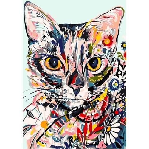 ROYALDREAM Colour The Cat DIY Painting By Numbers Kits Coloring Paint By Numbers Modern Wall Art Picture Gift