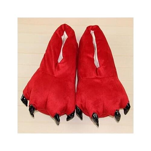 Cute Fox Red Cotton Animal Slippers Paw (Kid:21cm,Femal:26cm,Male:31cm)