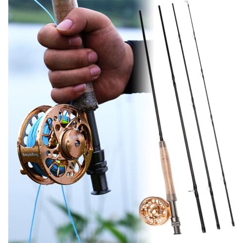 Sougayolang Fly Fishing Rod and Fly Reel Combo 2.7m Carbon Portable Fly Rod 5/6 Full Metal Fishing Reel Set Fishing Tackle Pesca