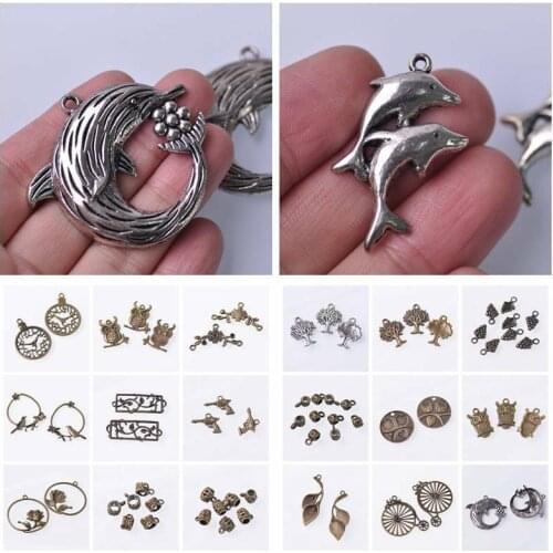 Assorted Tibetan Retro Antique Charm Jewelry Findings Metal Pendants Beads Craft