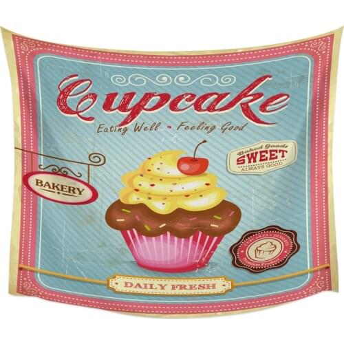 Cake Cherry Retro Texture Wall Tapestry Home Wall Decor Bedroom Tapestry Wall Hanging Yoga Mat Picnic Mat