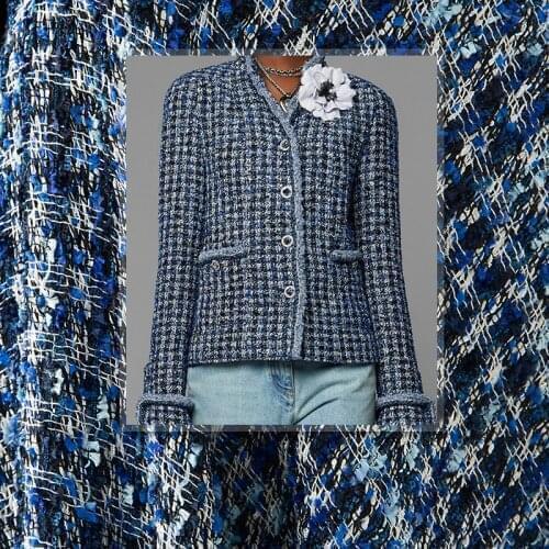 Red Raspberry Italy Blue Tweed Fabrics Garment Material Autumn Women Jacket Coat Sewing Cloth Tailor Textile Freeshipping