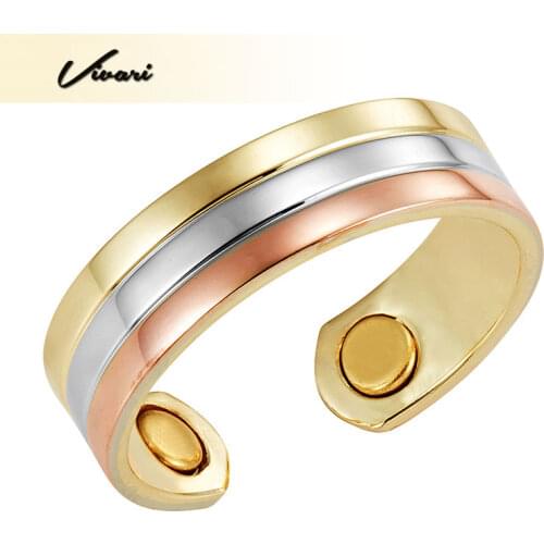 Vivari 2017 Trendy Magnetic Rings For Women 3-Tone Color Female Magnet Fashion Ladies Gift Jewelry Charm Cute Trinket