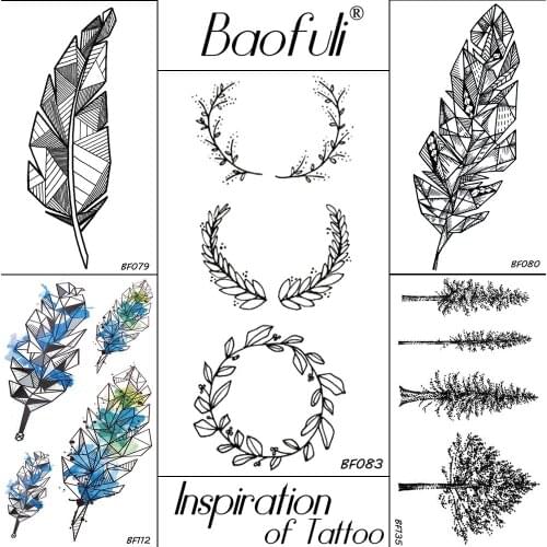 Plant Round Olive Branch Temporary Tattoo Sticker Female Body Art Black Tatoos 3D Water Transfer Disposable Arm Leg Fake Tattoos
